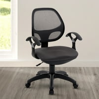 Office Srednjeg mrežica Ergonomski okretni crni stol uredske stolice Prevrnite naslone za ruke s lumbalnim potporama