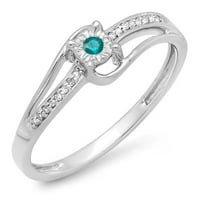 Kolekcija 0. Zaručnički prsten od 18k okruglog bijelog i Svijetloplavog dijamanta, Bijelo zlato, veličina 8,5