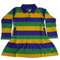 Klasična haljina za malu djecu od 2 godine na Mardi Grasu s džepovima ljubičasto zeleno zlato