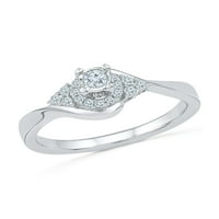Modni okrugli bijeli dijamantni prsten od srebra