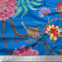 Široka paleta Tkanina s otiskom ptica, lišća i cvjetnih ukrasa