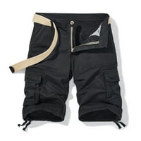 Muške hlače za muškarce muške Casual Jednobojni džepovi s patentnim zatvaračem na kopčanje skraćene teretne kratke
