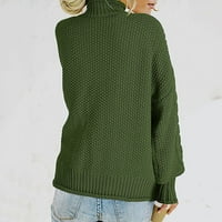 Džemper za Žene-Jednobojni pulover, jednostavan topli džemper Na vezanje, pleteni vrhovi s ramena s dugim rukavima