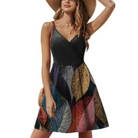 Haljine za žene mini labava haljina A kroja bez rukava s cvjetnim izrezom u obliku slova u, višebojna u boji