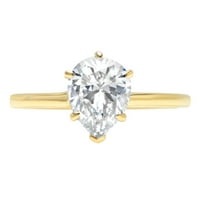 1. dijamant u obliku kruške s imitacijom žutog zlata 18K, vjenčani prsten za godišnjicu, veličina 8,75