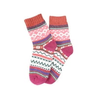 Zimske tople vunene čarape za Žene Ležerne pletene čarape u vintage stilu debele tople šarene čarape