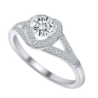 Zaručnički prsten od bijelog prirodnog dijamanta 0K okruglog oblika od punog bijelog zlata 14k veličina prstena