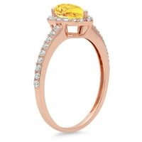 1. dijamant u obliku kruške s imitacijom prozirnog dijamanta od ružičastog zlata od 18 karata s umetcima prsten