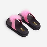 Slatke papuče s podijeljenim nožnim prstima s ravnom platformom u ružičastoj boji