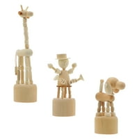 Prekrasna drvena životinja žirafa drvene lutke nedovršene igračke za prste figurice lutki za lutke pritisnite