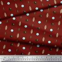Crvena rajonska krep tkanina u geometrijskom tisku u obliku krugova i ovala širine dvorišta