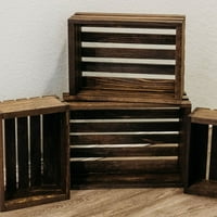 Set ukrasnih drvenih kutija od tamnog oraha obojenih u vintage rustikalni stil