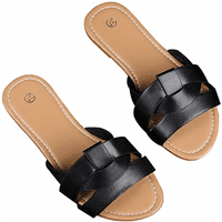 Poželite da žene ljetne tobogane sandale casual remen križ na klizačima plaža ravne sandale ------- crni S1789