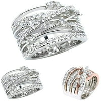 FCPHOME VALENTINE DAN KUĆE RING UNISE RING, Žene Rhinestone umetnuti križni širokopojasni prsten prsta za vjenčani