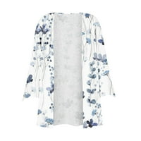 Ženski lagani kardigan ljeto, Bell Sleeve Cardigans za žene gumb cvjetni otisak bijeli kimono jesen prekrivanje