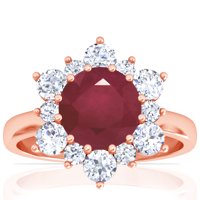 GEMSNY JULL REDINGENSEN - Prong Set okrugli Ruby Sunburst Diamond Halo Ring