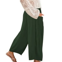 Široke hlače od pamuka i lana, ženske ljetne hlače visokog struka, opuštenog kroja, udobne hlače s kravatom, donje