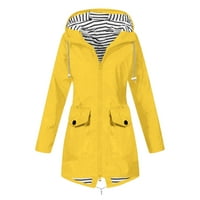 Ženske solidne kišne jakne vanjski plus veličina vodootporna kapuljača s vjetrom, labavi kaput xl žuta