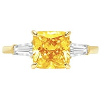 žuti prirodni citrin rezani asssher 3K graviranje žutog zlata 14k Izjava o godišnjici zaruka vjenčani prsten s