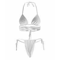Ženski bikini kupaći kostimi jednobojni dvodijelni kupaći kostim s visokim strukom trenažno odijelo s omotom za
