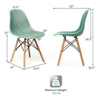 Moderna blagovaonska stolica za ured i dom s mrežastim dizajnom i drvenim nogama zelena