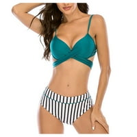 Kupaći kostim ženski prugasti kupaći kostim Jednobojni Bikini visokog struka tanak kupaći kostim odvojeni kupaći