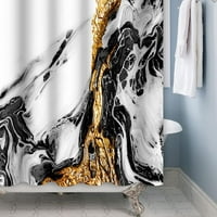 Bijela Crna apstraktna mramorna kamena tkanina zavjesa za tuširanje oslikana tintom Zlatni pijesak vodootporne