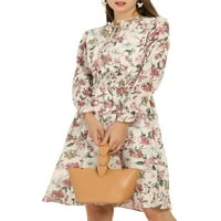 Jedinstveni prijedlozi, ženske vintage haljine s cvjetnim uzorkom i dekolteom u obliku slova U, S volanima u struku