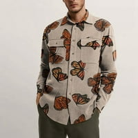 Muške košulje u muškom proljetnom jesenskom stilu, jakna s prevelikim džepom, jakna s printom na kopčanje, Muška