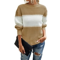 Rasprodaja ženskih jesenskih džempera Vintage topli preveliki džemper s prugama s dugim rukavima u boji labavi