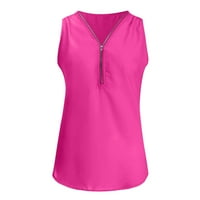 Snoarin Womens Summer Tops Plus veličine čvrste rukavice s V-izrezom Zipper labavi fit za trening majice bluze
