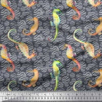 Soimoi baršunasti tkanina životinja kože i morski konjski ocean dekor tkanina tiskano dvorište široko