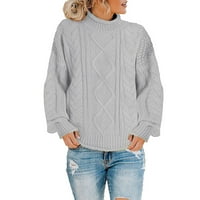 Preveliki Ženski džemper širokog kroja Ženski džemper s visokim vratom jednobojni modni casual pleteni džemper