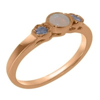 Prsten od ružičastog zlata od 10 karata s opalom i tanzanitom britanske proizvodnje ženski jubilarni prsten -