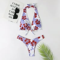 Kupaći kostim ženski bikini print set kupaći kostim cvjetni tisak ispis ispunjen grudnjak kupaći kostim za plažu