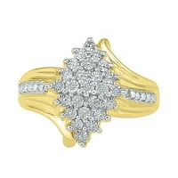 Dgold sterling srebrno žuta pozlaćena okrugla bijela dijamantski modni prsten za žene