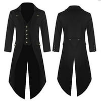 Tawop zimski kaputi muški modni kaput vjetrokara gotički stil jakna muški retro kaput crni 4