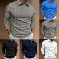 Muške jednobojne sportske majice s izrezom u obliku slova U i dugim rukavima, Ležerne široke tanke majice, Siva