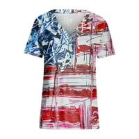 Ženske majice kratkih rukava, Ženska bluza s printom Dana neovisnosti, modni izrez u obliku slova u, ljetni plavi