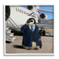 Kostim biznismena pingvina avion životinje i insekti slikanje u bijelom okviru umjetnički tisak zidna umjetnost