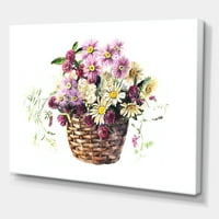 Košara buket livadskog cvijeća slika na platnu umjetnički tisak