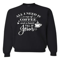 Divlji Bobbi, sve što trebam je šalica kave i srce puno Isusa, inspirativna Kršćanska majica s okruglim vratom,