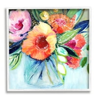 Stupell Industries Bold Flower Bloom Bouquet Blue Orange Pink aranžman, 17, dizajn Janet Tava