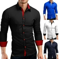Muška košulja u kontrastnoj boji u kontrastnoj boji, jednoredna, odbijeni ovratnik, svijetla proljetna košulja