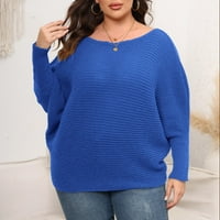 2 / ženski džemperi plus size novi dolasci ženski veliki jednobojni džemper s okruglim vratom s ramena labavi