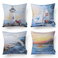 Fantoskop Ocean Series Dekorativni jastuci za bacanje, nebesko plavo jedrenje, 18 18
