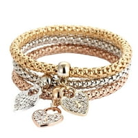 Valentinovo nakit šarm Ženska Narukvica Boja: Zlatna, Srebrna Ružičasta zlatna narukvica s rhinestones Nakit Set