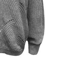 Rasprodaja džempera za žene Plus size ženski pleteni pulover od mohera u punoj boji šuplji bljeskovi sive boje
