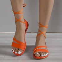 Ženske sandale s naramenicama u A-listi, ženske ravne sandale s okruglim nožnim prstima s remenom za gležanj,