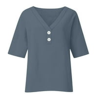 Ženske majice s dugim rukavima Plus Size Ženska modna ležerna lagana majica s izrezom u obliku slova u i rukavima